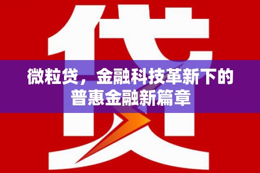 代县微粒贷，金融科技革新下的普惠金融新篇章