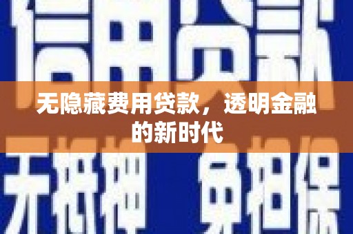 代县无隐藏费用贷款，透明金融的新时代