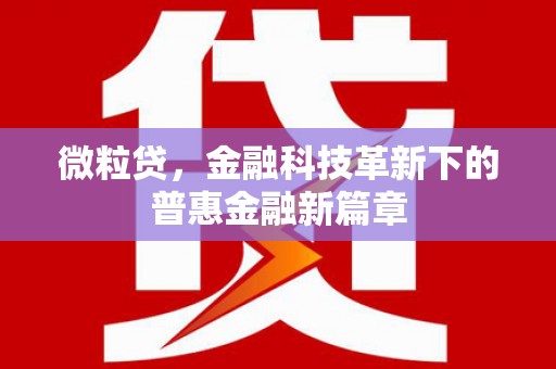 代县微粒贷，金融科技革新下的普惠金融新篇章