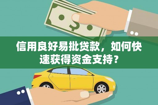 代县信用良好易批贷款，如何快速获得资金支持？