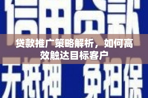 代县贷款推广策略解析，如何高效触达目标客户