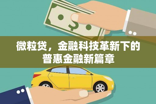代县微粒贷，金融科技革新下的普惠金融新篇章