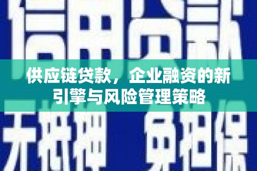 代县供应链贷款，企业融资的新引擎与风险管理策略