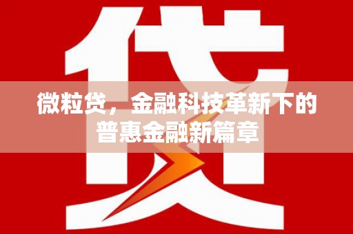 代县微粒贷，金融科技革新下的普惠金融新篇章
